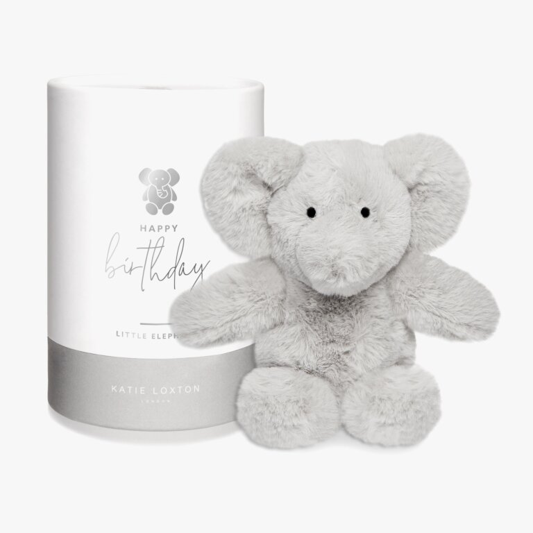 Elephant Baby Toy Happy Birthday In Grey