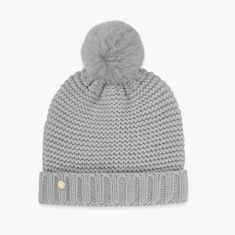 Mommy And Baby Bobble Hat Set Gray