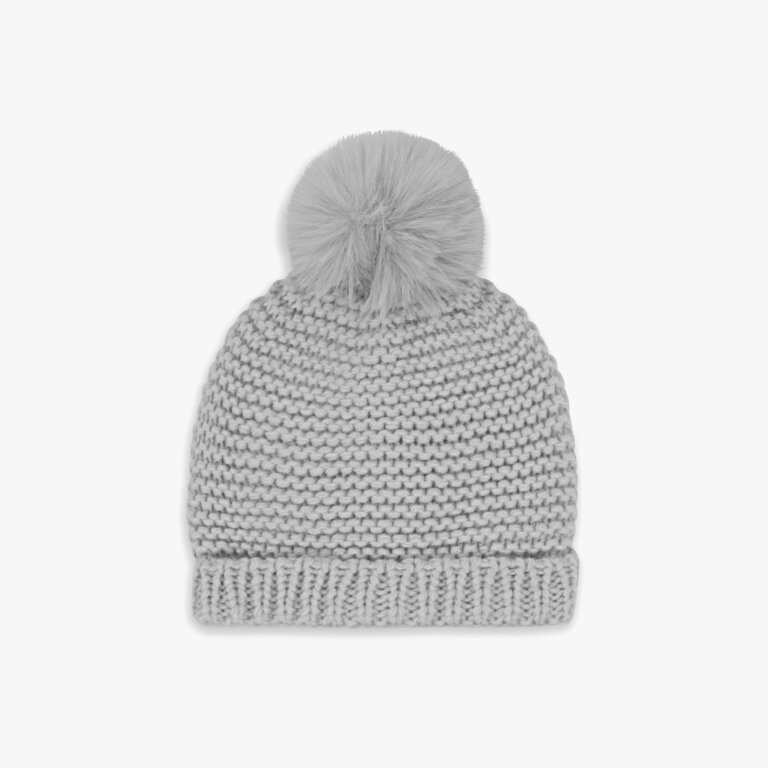 Mommy And Baby Bobble Hat Set Gray