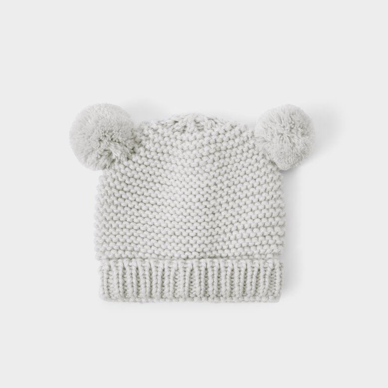 Knitted Hat And Mittens Set In Gray