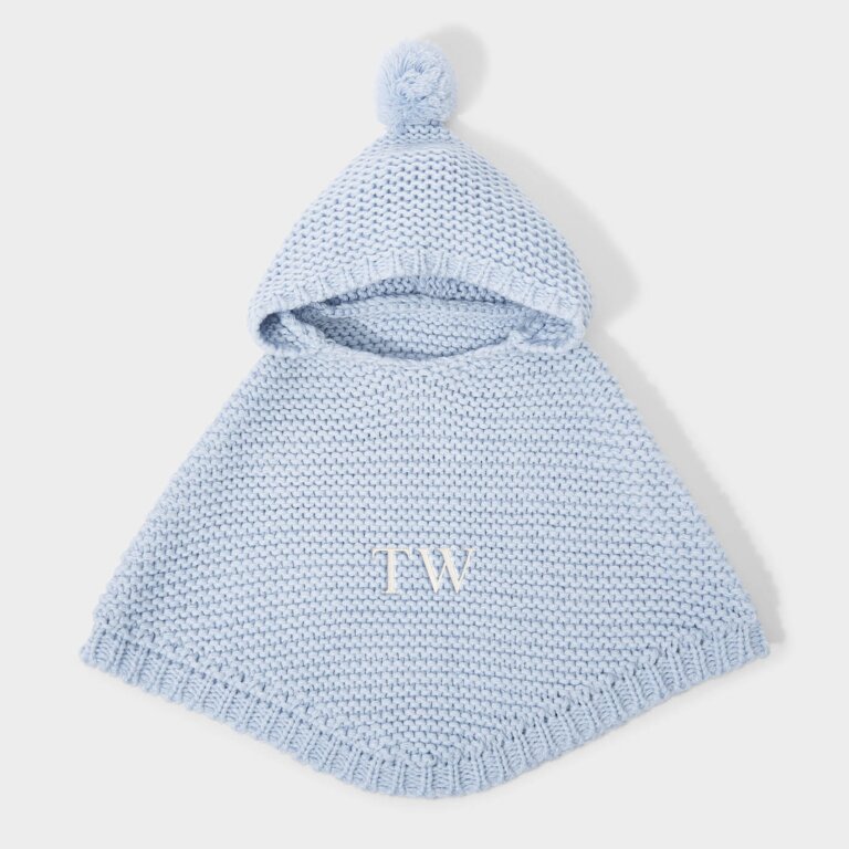 Baby Knitted Poncho 3-6 Months in Blue