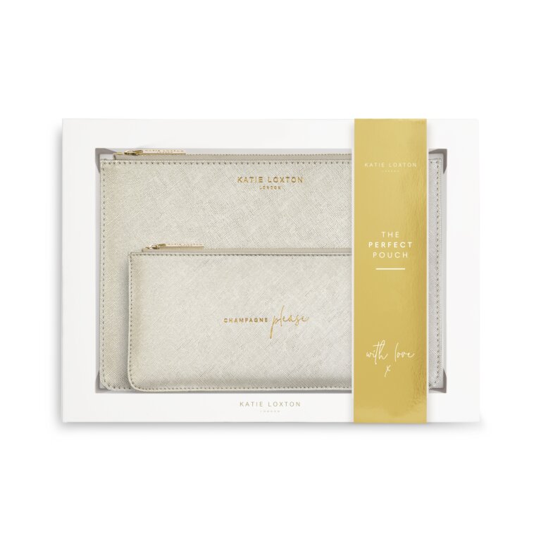 Perfect Pouch Gift Set In Champagne Please Metallic In Champagne