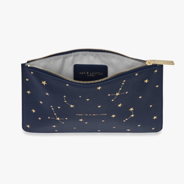 Gold Print Perfect Pouch One In A Million In Navy Blue