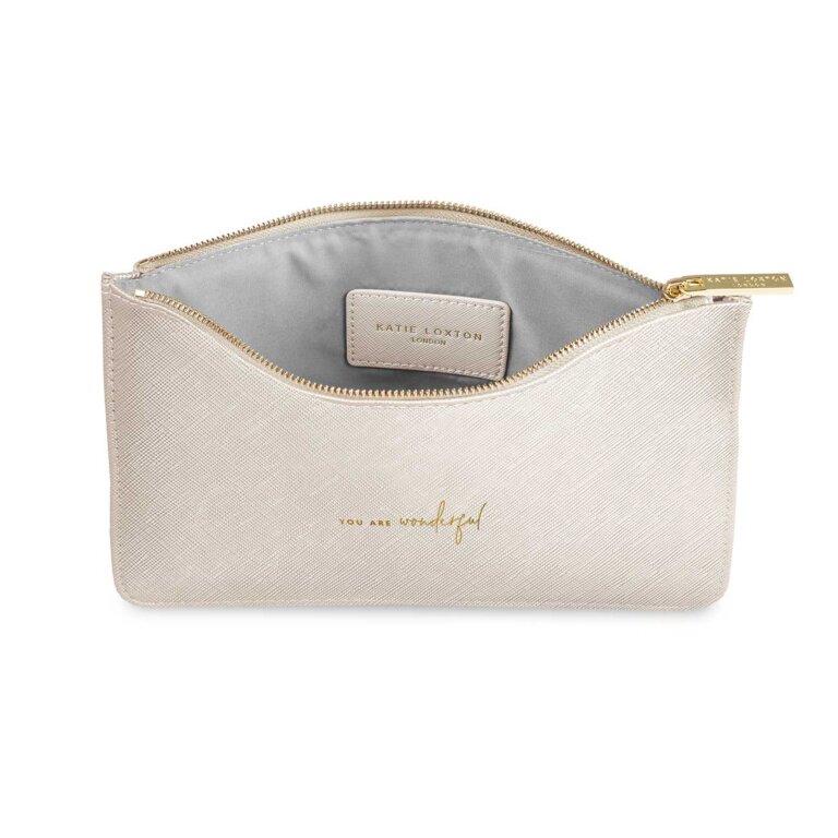 Perfect Pouch 'You Are Wonderful' in Metallic White