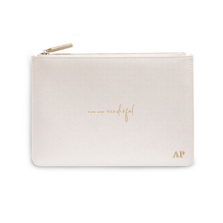 Perfect Pouch 'You Are Wonderful' in Metallic White
