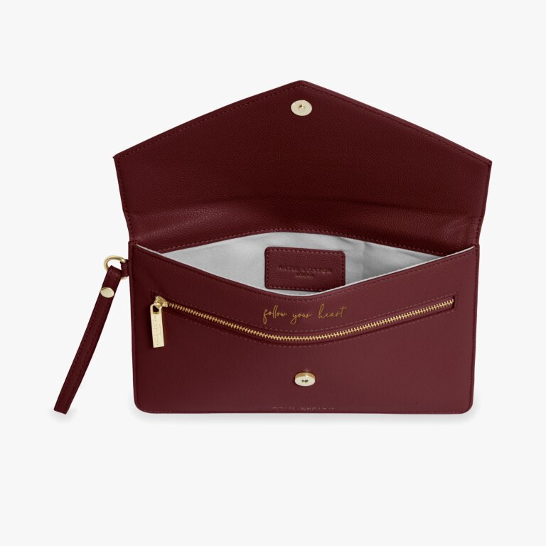Esme Envelope Clutch Bag Follow Your Heart In Burgundy