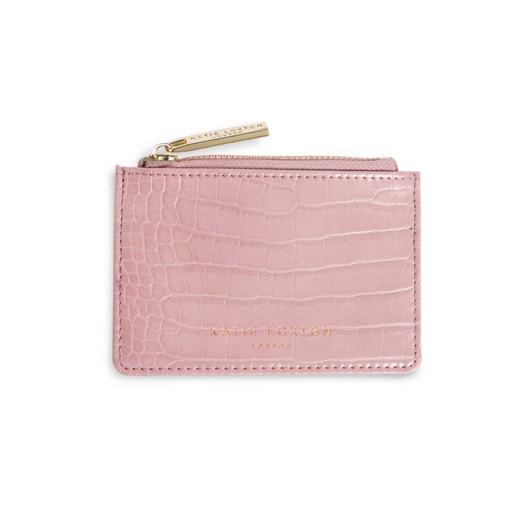 Celine Faux Croc Card Holder | Pink