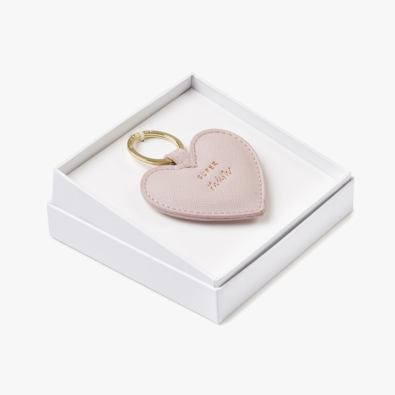 Beautifully Boxed Sentiment Keyring Super Mum In Nude Pink