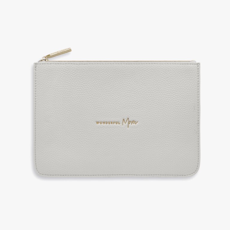 Stylish Structured Pouch 'Wonderful Mom' In Stone