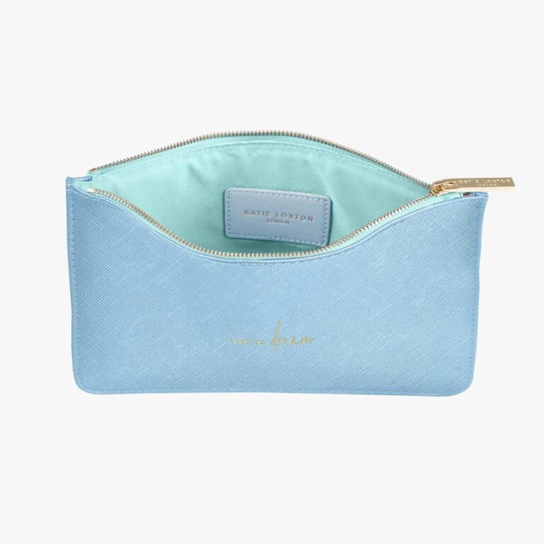 Colour Pop Perfect Pouch 'Live To Dream' in Blue And Pale Blue