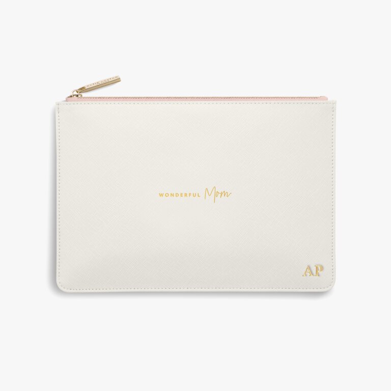 Color Pop Perfect Pouch 'Wonderful Mom' In White And Pale Pink