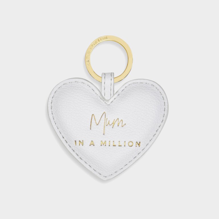 Beautifully Boxed Sentiment Heart Keyring Mum In A Million In Grey