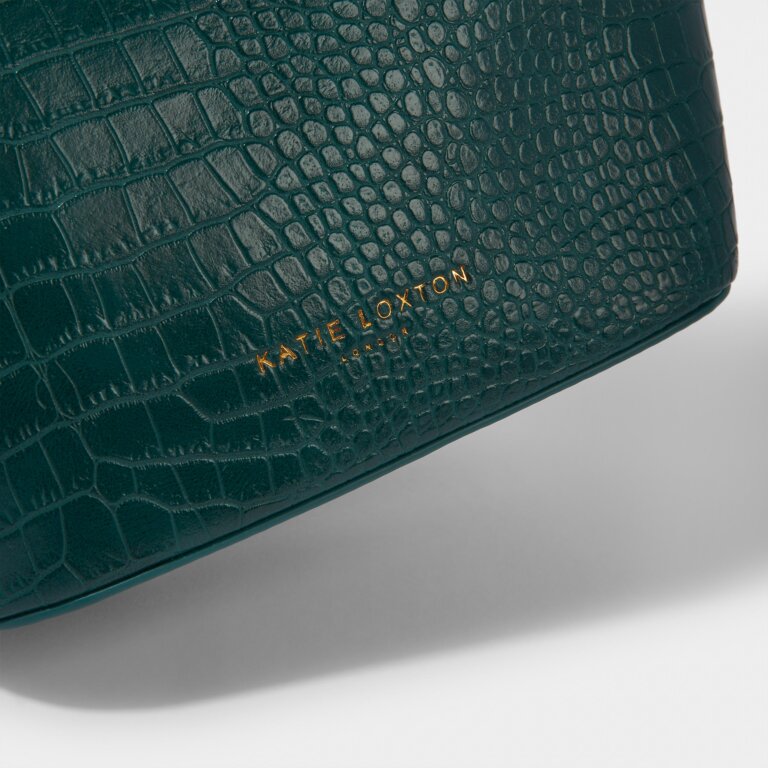 Hallie Hoop Faux Croc Purse in Forest Green