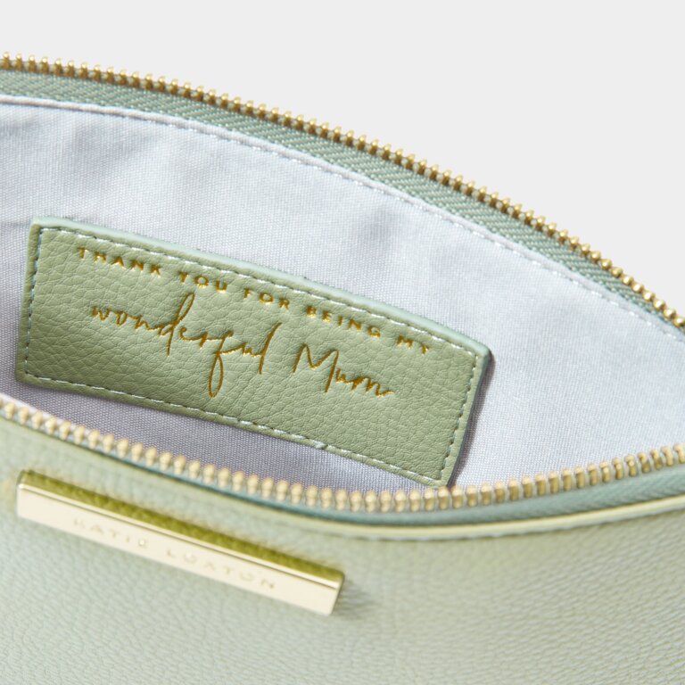 Secret Message Pouch 'Thank You For Being My Wonderful Mum' in Sage Green