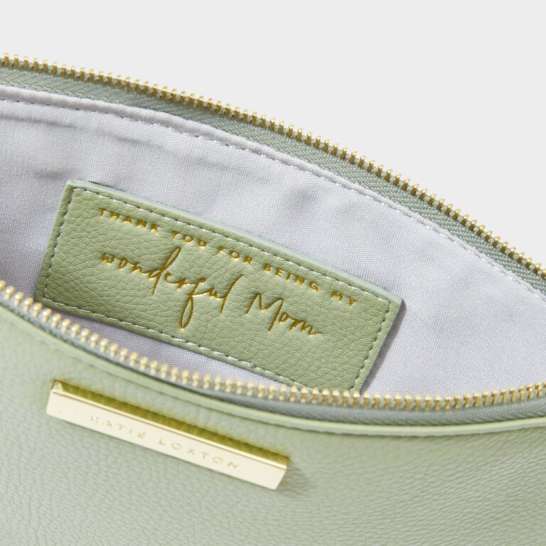 Secret Message Pouch 'Thank You For Being My Wonderful Mom' In Sage Green
