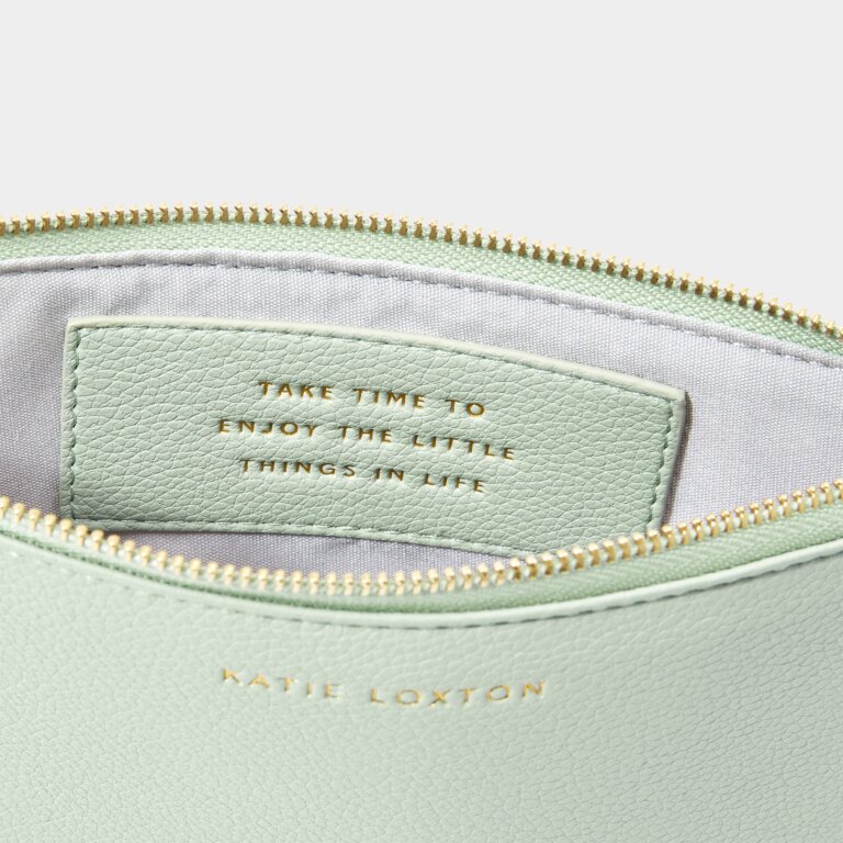 Wellness Secret Message Pouch 'Take Time To Enjoy The Little Things In Life' Amazonite in Sage Green