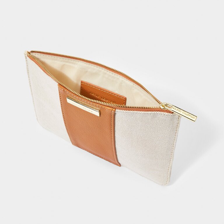 Amalfi Canvas Pouch in Cream and Light Brown