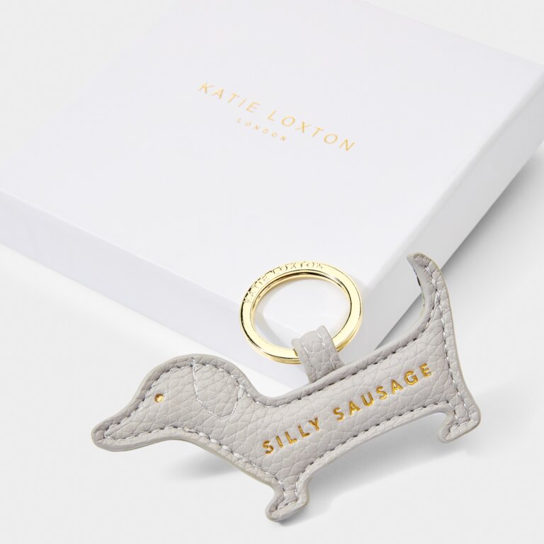 Beautifully Boxed Keyring 'Silly Sausage' in Grey