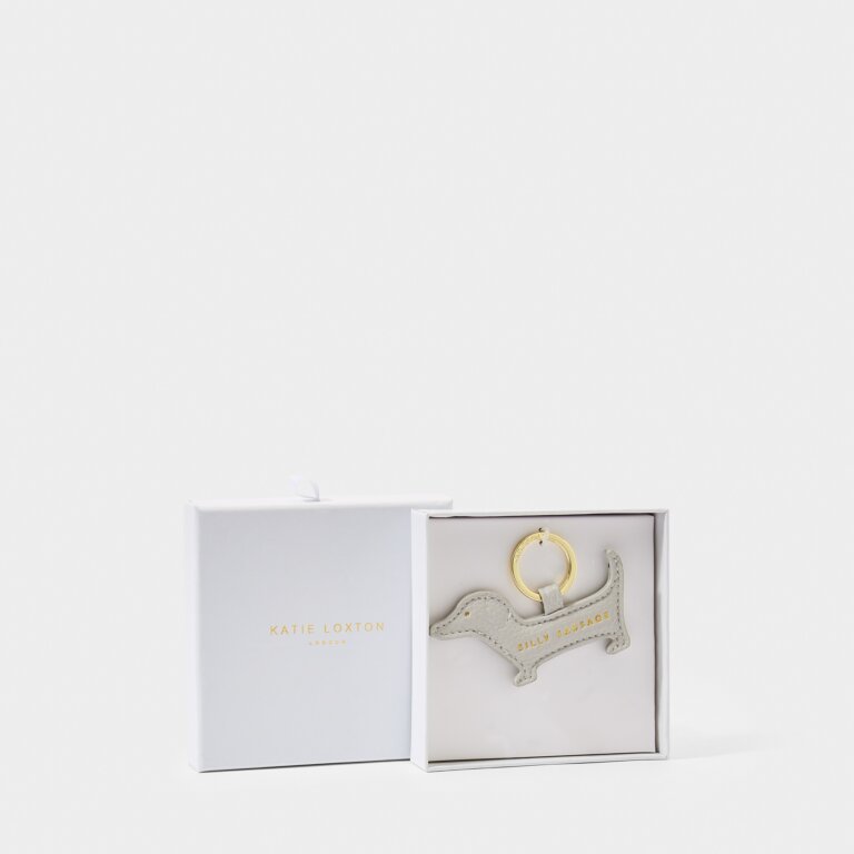 Beautifully Boxed Keyring 'Silly Sausage' in Grey