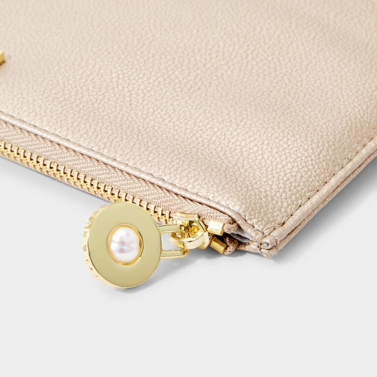 Semi-Precious Stone Bridal Pouch 'Thank You For Helping Me Tie The Knot' Pearl in Gold