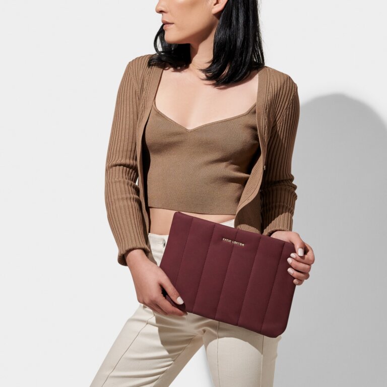 Kayla Quilted Clutch in Plum