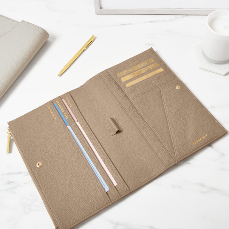Travel Document Holder in Taupe