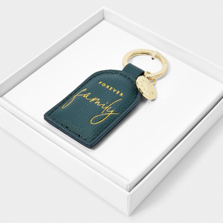 Beautifully Boxed Keyring 'Forever Family' in Teal