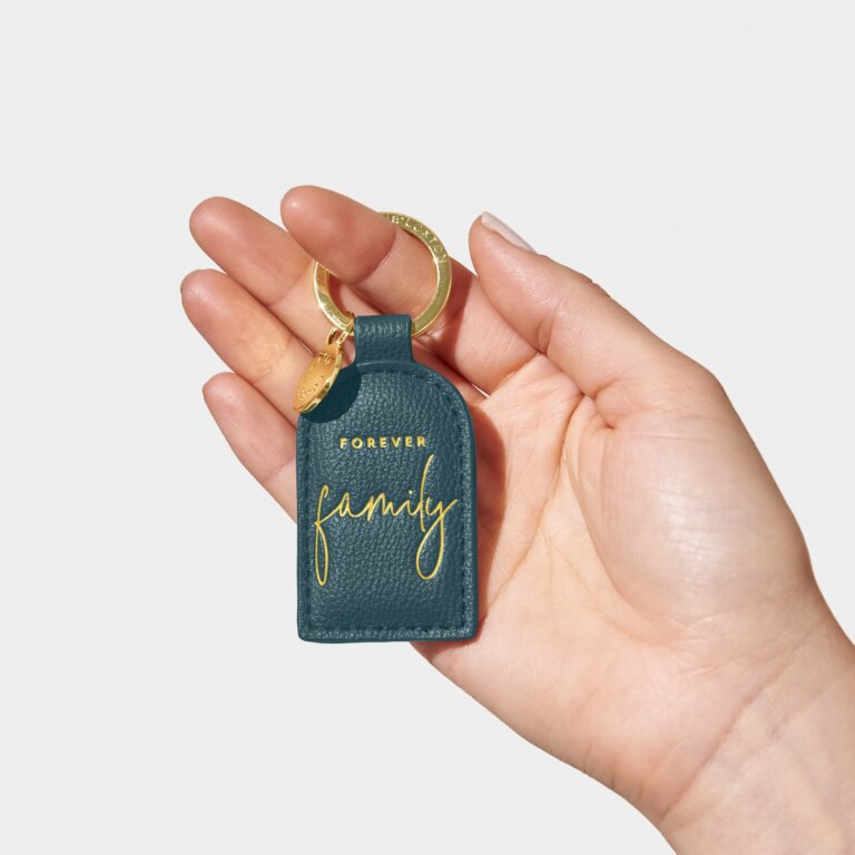 Beautifully Boxed Keyring 'Forever Family' in Teal