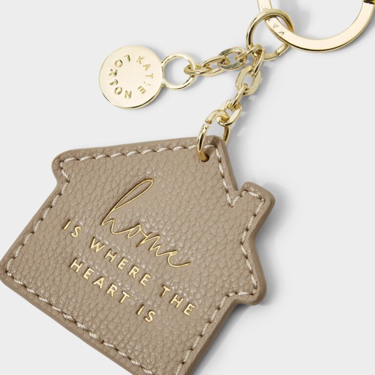 Chain Keyring 'Home Is Where The Heart Is' in Taupe