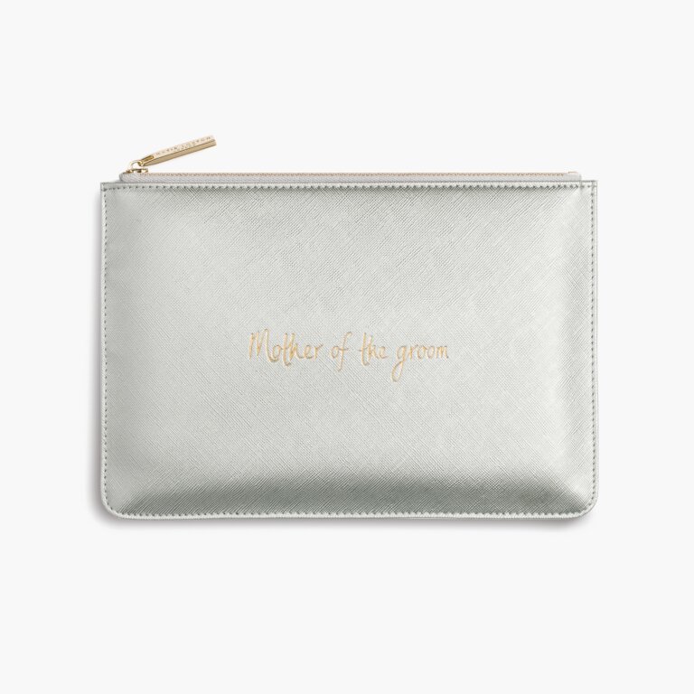 Perfect Pouch 'Mother Of The Groom' In Metallic Silver