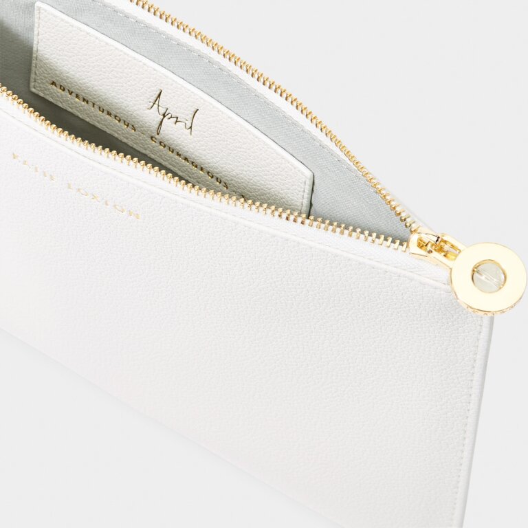Birthstone Pouch 'April' in Off White