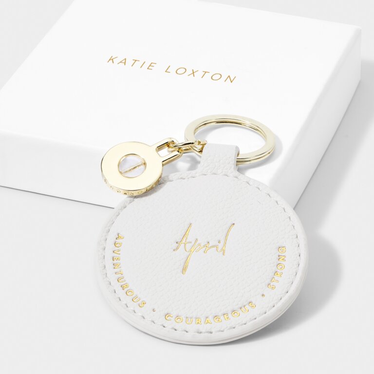 Birthstone Keychain 'April' in Off White