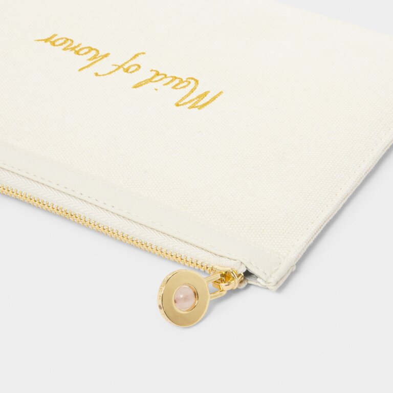 Bridal Canvas Pouch 'Maid Of Honor' In Off White