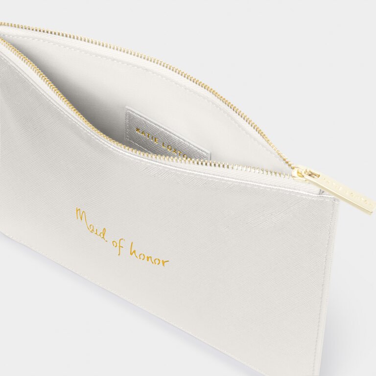 Bridal Perfect Pouch 'Maid Of Honor' In Silver