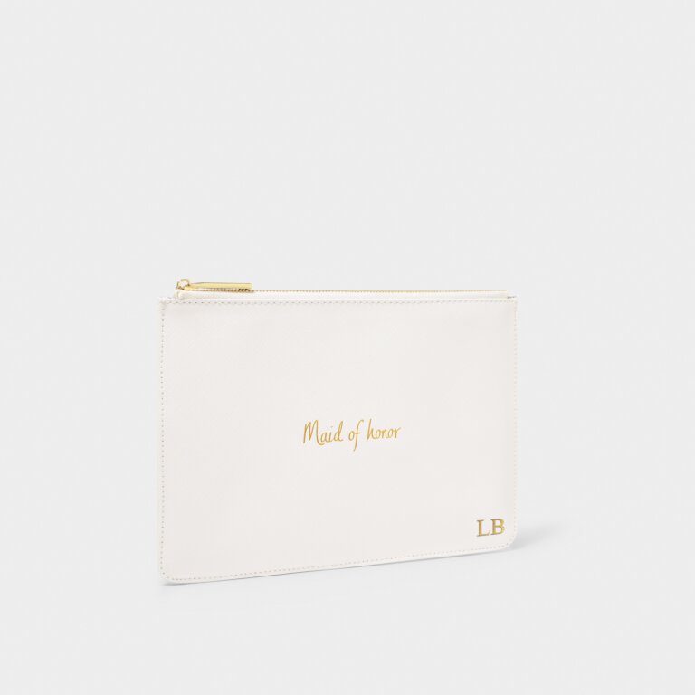 Bridal Perfect Pouch 'Maid Of Honor' In Off White