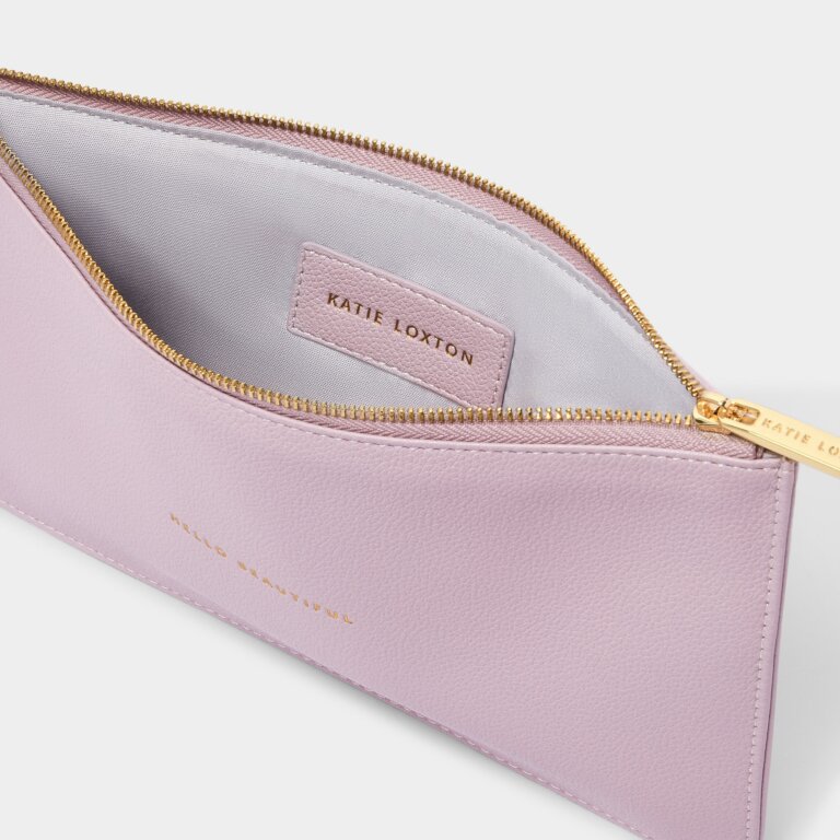 Slim Sentiment Pouch 'Hello Beautiful' in Lilac