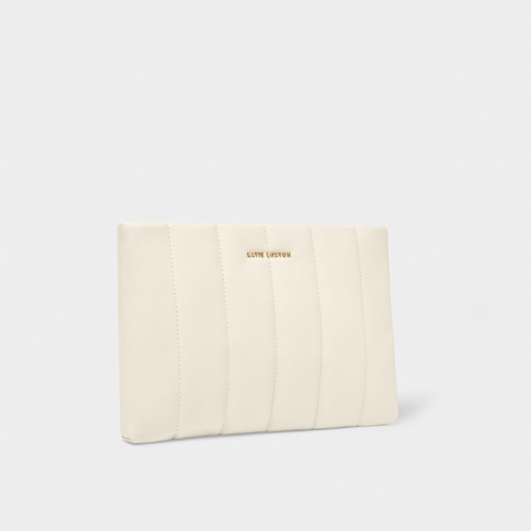 Kendra Quilted Clutch in Oyster