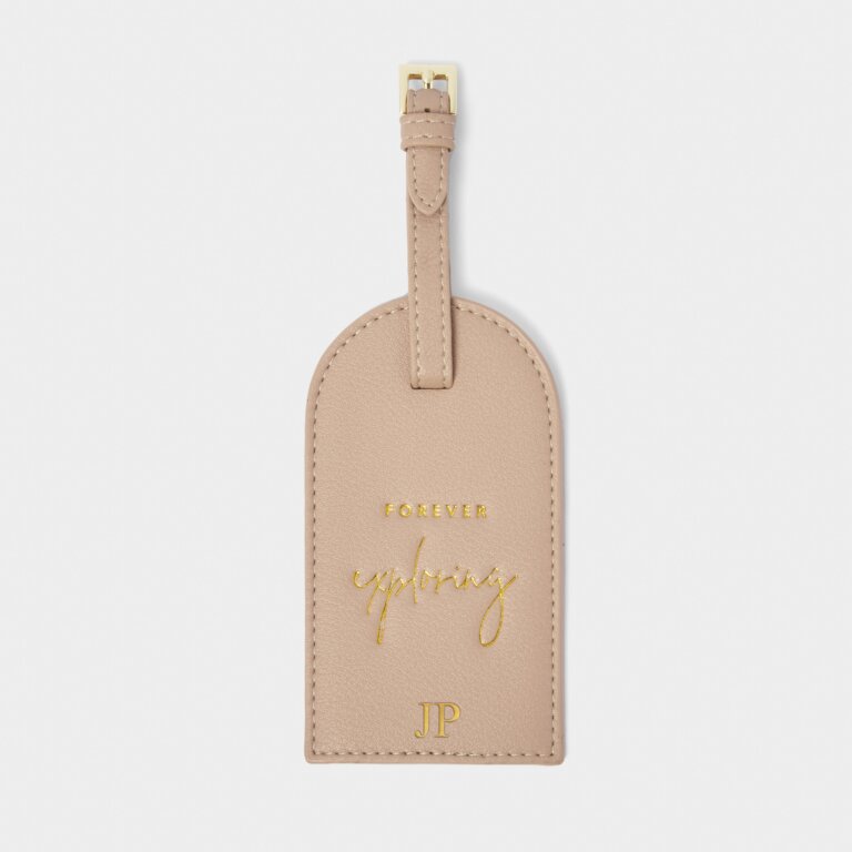 Luggage Tag 'Forever Exploring' In Soft Tan