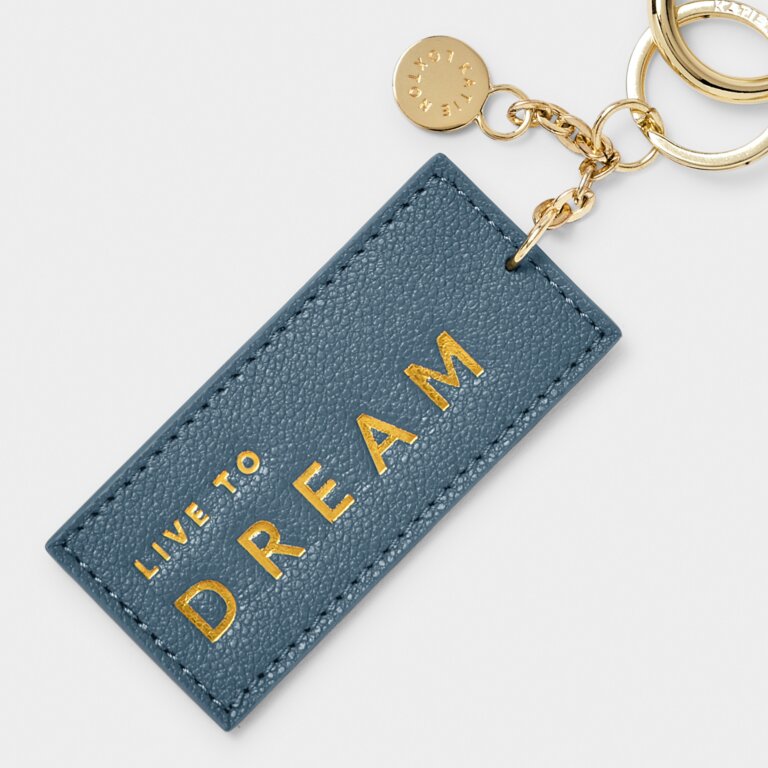 Chain Keyring 'Live To Dream' in Light Navy