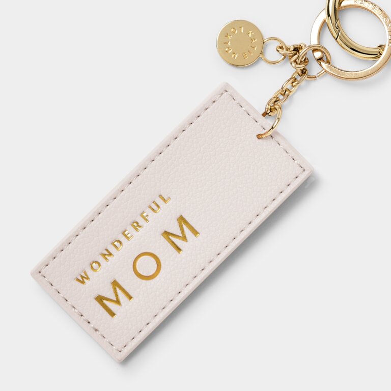Chain Keychain 'Wonderful Mom' In Off White