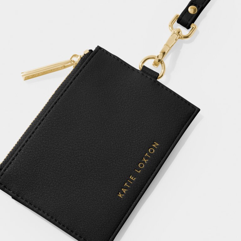 Ashley Card Holder With Strap in Black
