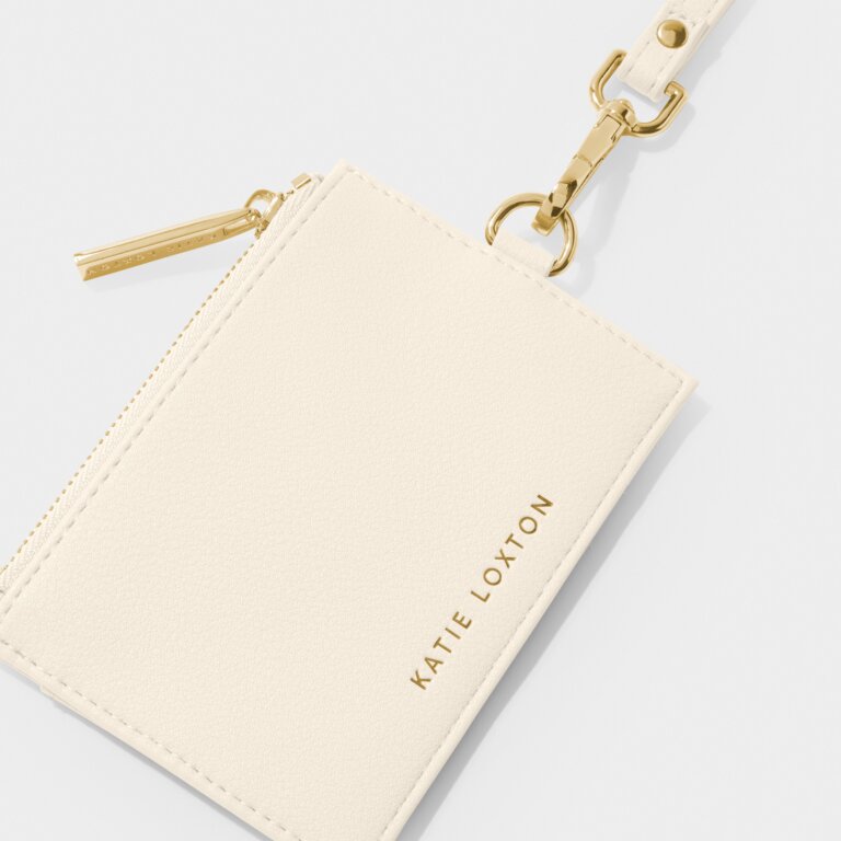 Ashley Card Holder With Strap in Off White