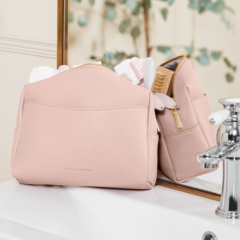Secret Message Wash Bag 'Happiness Looks Beautiful On You' In Dusty Pink
