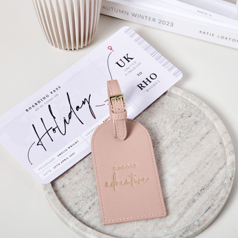 Luggage Tag 'Choose Adventure' In Dusty Pink