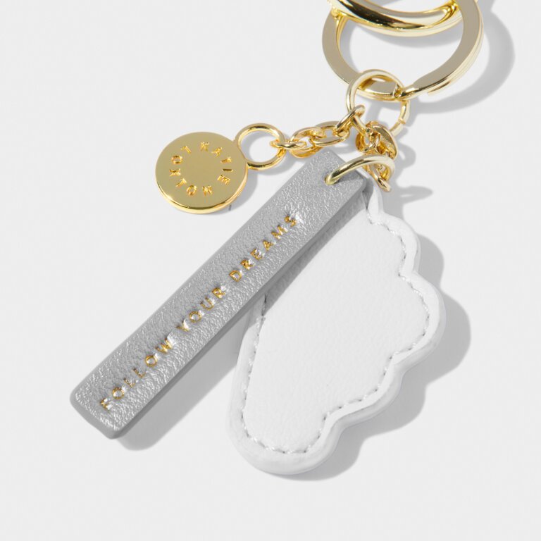 Chain Keychain 'Follow Your Dreams' In White