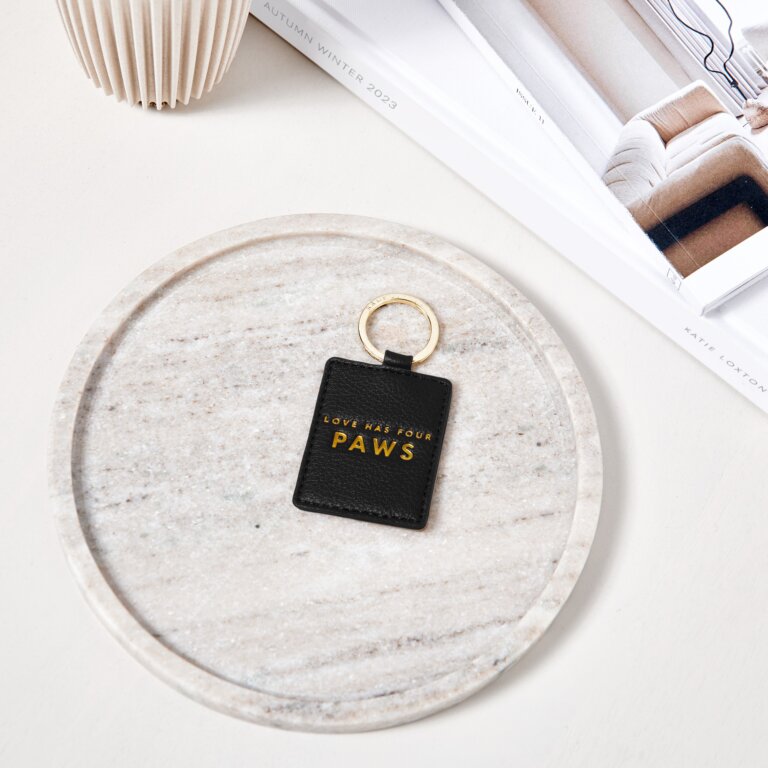 Beautifully Boxed Photo Keychain 'Love Has Four Paws' In Black