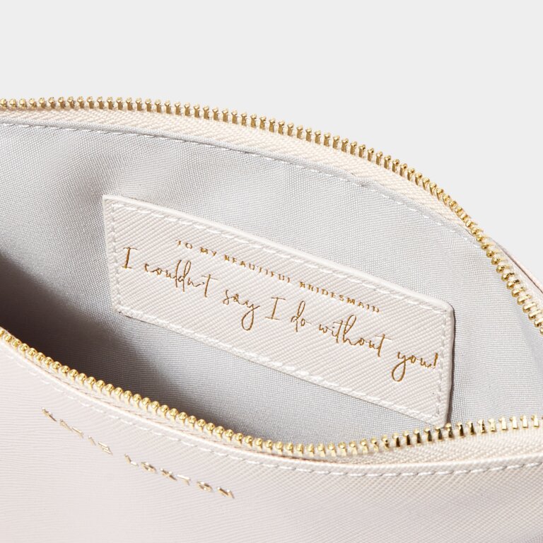 Secret Message Bridal Pouch 'Bridesmaid' in Pearlescent White