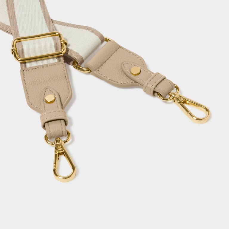 Stripe Canvas Bag Strap in Light Taupe
