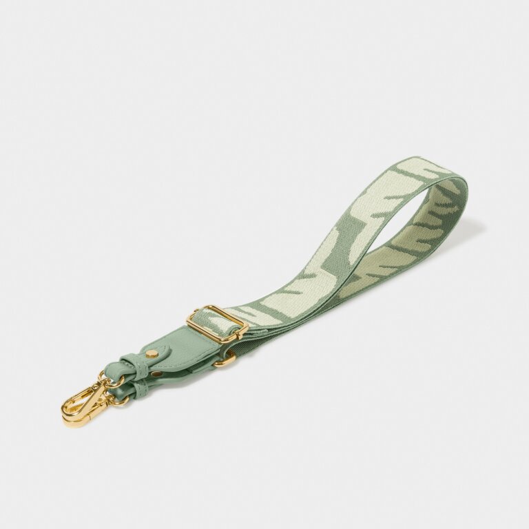 Abstract Canvas Bag Strap in Seafoam Green And Ivory