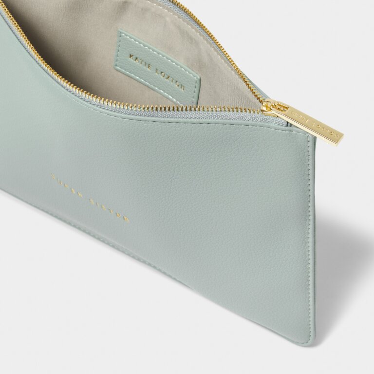 Sentiment Pouch 'Super Sister' in Duck Egg Blue